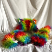 Rainbow Faux Fur Animal Hat Scarf With Mittens