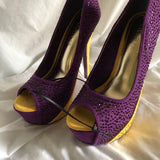 Liliana Purple/Yellow Rhinestone Heels - Women’s Size 8