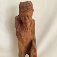 Vintage Fisherman Wood Carving Statue