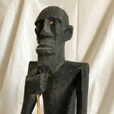 Wood Sculpture of a Sitting African Man