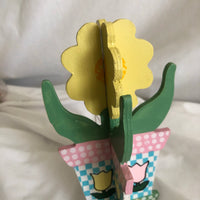 Yellow Painted Wood Flower Decor