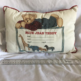 Blue Jean Teddy Pillow