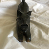 Handcarved Wood Cat Stretching Statue