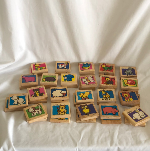 Farm Animal Wood Block Matching Game