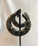Splatter Painted Black Hoop Earrings
