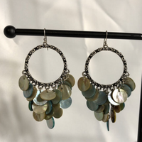 Green and Blue Shell Dangle Earrings