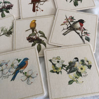 Painted Birds on Branches Cardboard Coasters - Set Of 8