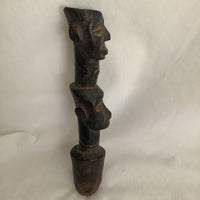 Vintage Wooden Pestle Carved Faces