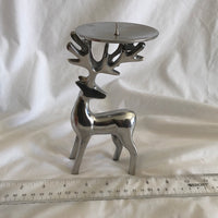 Silver Tone Reindeer Candle Holder