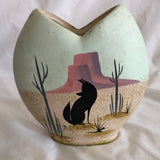 Painted Arizona Desert Scene Pottery Vase