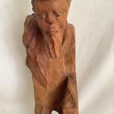 Vintage Fisherman Wood Carving Statue