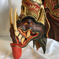 Colorful Painted Wood Elephant Mask - Made In Indonesia