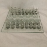 Glass Chess And Checkers Set/ Clear And Frosted Pieces