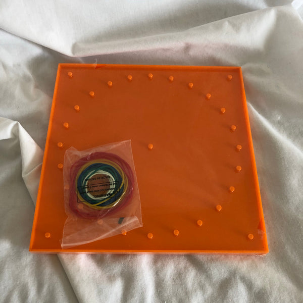 Orange Rubber Band Geoboard Toy