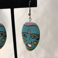 Colorful Painted Mask Face Dangle Earrings