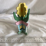 Yellow Painted Wood Flower Decor