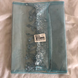 Light Blue Organza Fabric With Beaded Trim