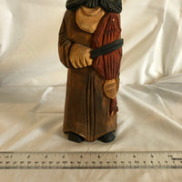 Wood Sculpture Carving of Man Playing Violin