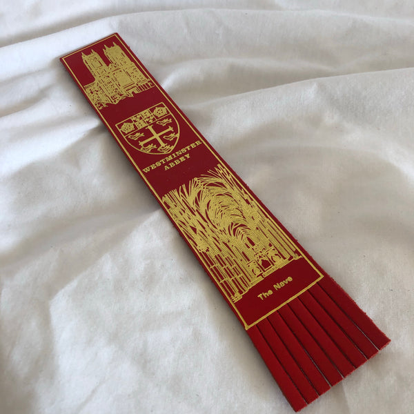 UK Westminster Abbey The Nave Red Leather Bookmark