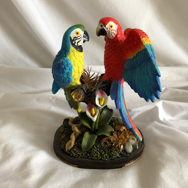 Parrots on Lily Flowers Figurine