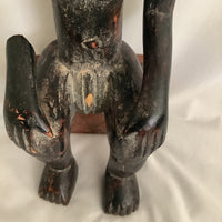 Vintage Ghana Africa Sitting Man Wood Carving Sculpture