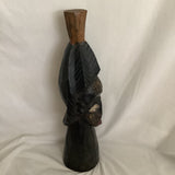 Vintage African Lady Wood & Metal Statue