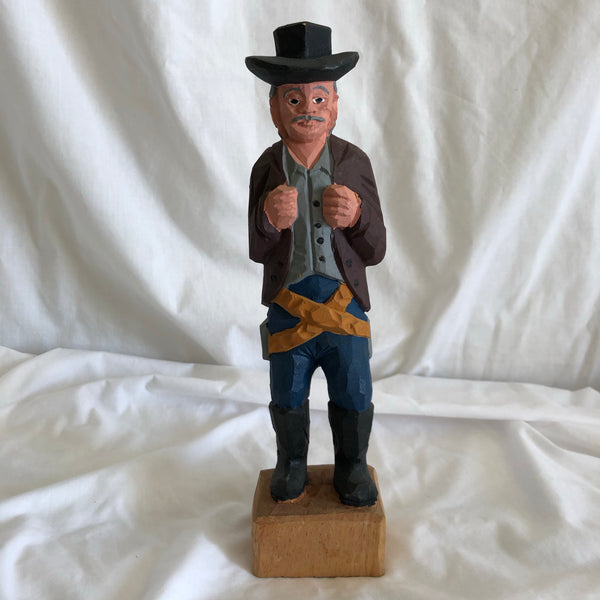 Vintage Handcarved Wooden Western Cowboy Statue