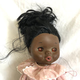 Vintage Shindana African American Baby Doll In Pink Polka Dot Outfit