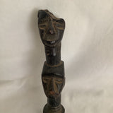 Vintage Wooden Pestle Carved Faces