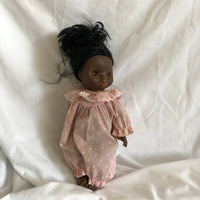 Vintage Shindana African American Baby Doll In Pink Polka Dot Outfit