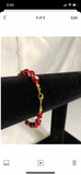 Red Floral Bead Bracelet