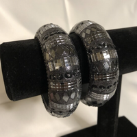 Black Studded Bangle Bracelets