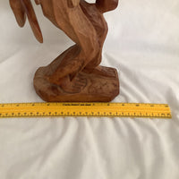 Vintage Fisherman Wood Carving Statue