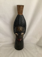 Vintage African Lady Wood & Metal Statue