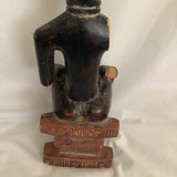 Vintage Ghana Africa Sitting Man Wood Carving Sculpture