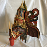 Colorful Painted Wood Elephant Mask - Made In Indonesia