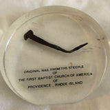 The Original Nail From The Steeple Of The First Baptist Church Of America