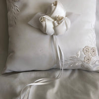 White Floral Embroidery Pillow