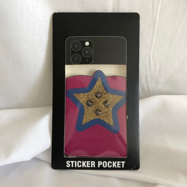 Pink Star Sticker Pocket for Phone