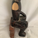 Vintage Ghana Africa Sitting Man Wood Carving Sculpture