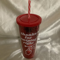 Boston Warehouse Valentines Tumbler/ Straw  22 Oz