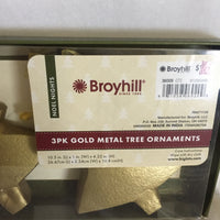 Broyhill 3PK Gold Metal Tree Ornaments