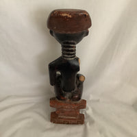 Vintage Ghana Africa Sitting Man Wood Carving Sculpture