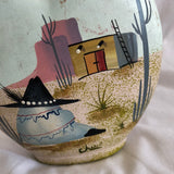 Painted Arizona Desert Scene Pottery Vase