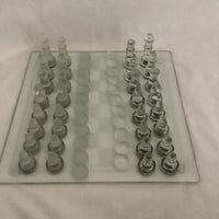 Glass Chess And Checkers Set/ Clear And Frosted Pieces