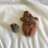 Vintage Clay Lady and Pot Figurines