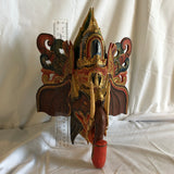 Colorful Painted Wood Elephant Mask - Made In Indonesia