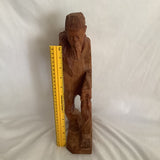 Vintage Fisherman Wood Carving Statue