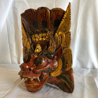 Colorful Painted Wood Dragon Mask- Made In Indonesia