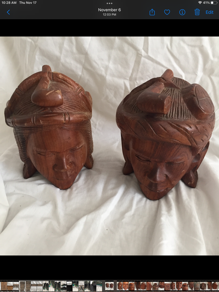 Vintage South East Asian Wood Bookends